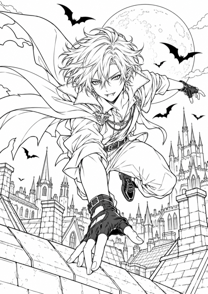 coloriage kawaii vampire halloween