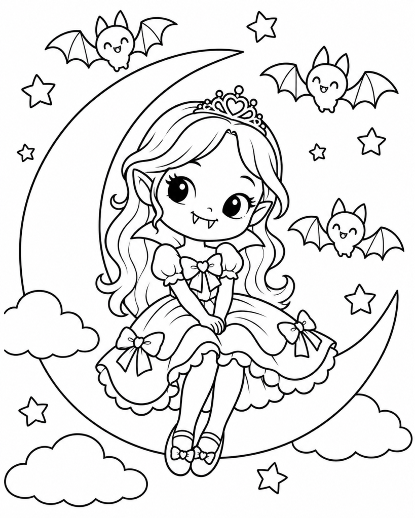 coloriage vampire princesse fille halloween
