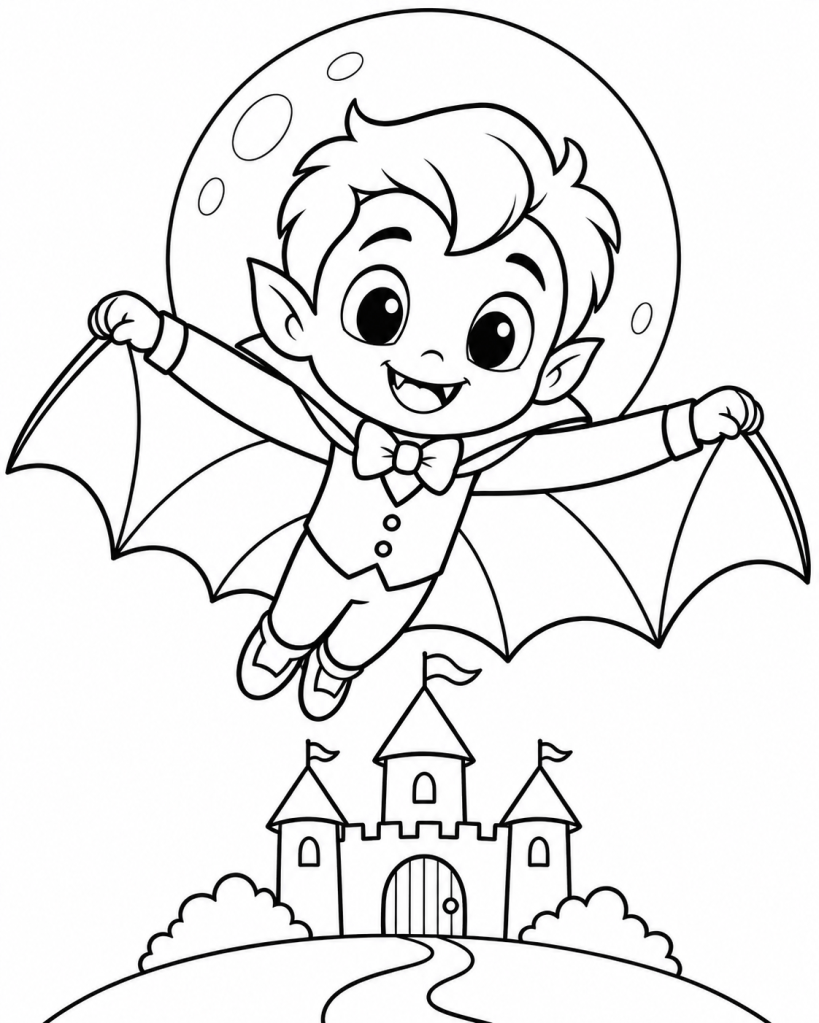 coloriage dracula enfant vampire facile