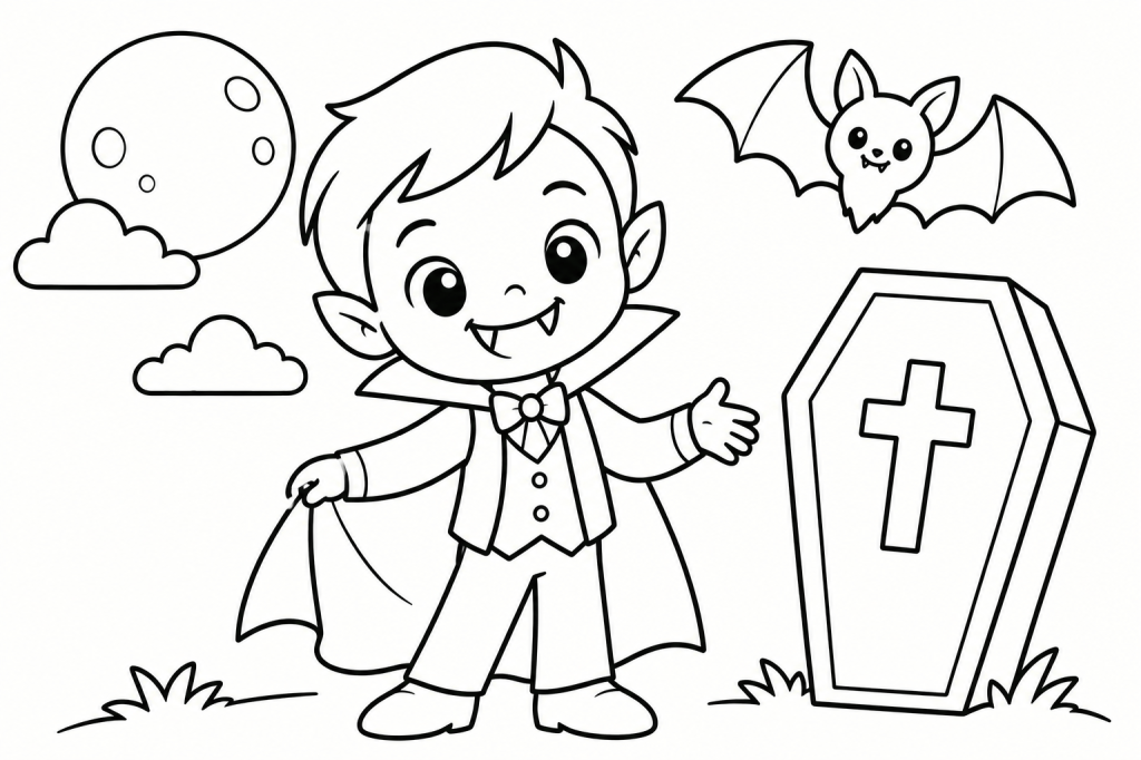 coloriage vampire halloween enfant facile