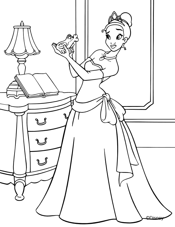 coloriage princesse tiana grenouille