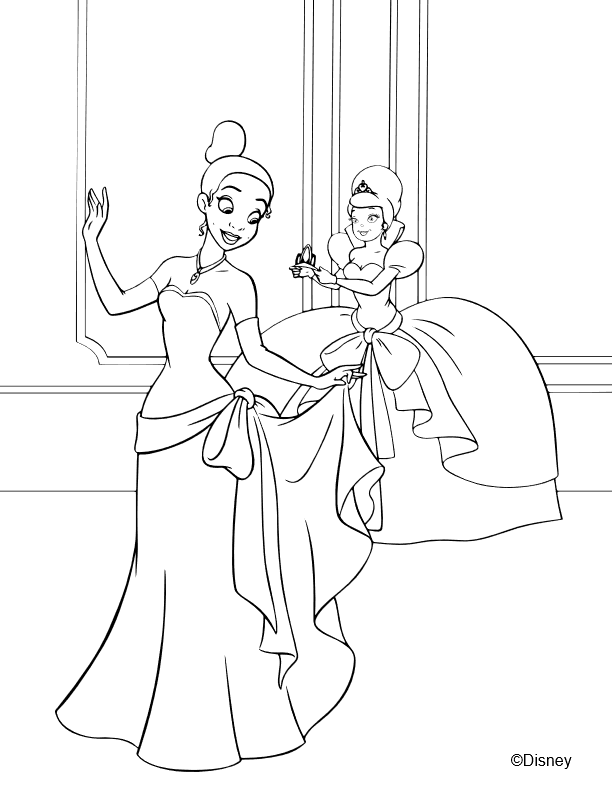 coloriage princesse tiana danse