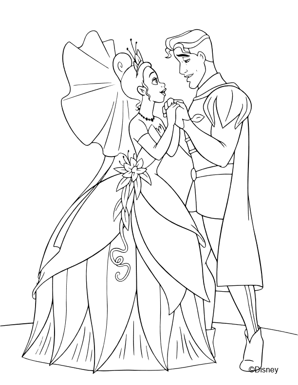coloriage princesse et la grenouille tiana