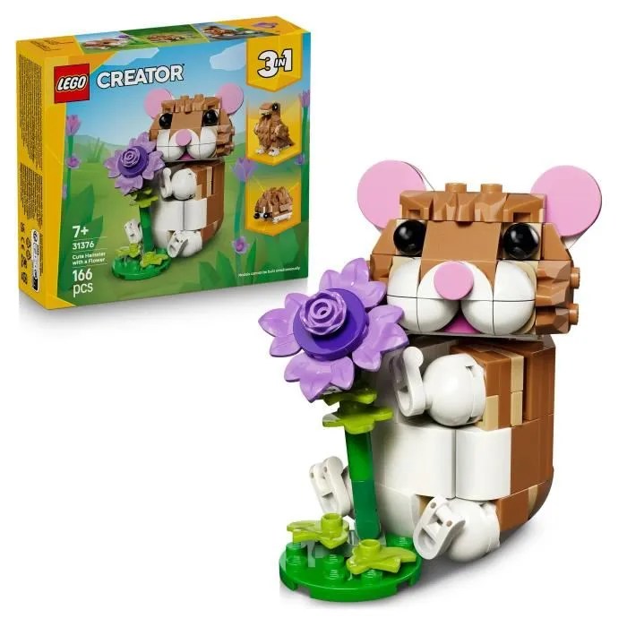 LEGO Creator 3-en-1 31376 L’Adorable Hamster et la Fleur
