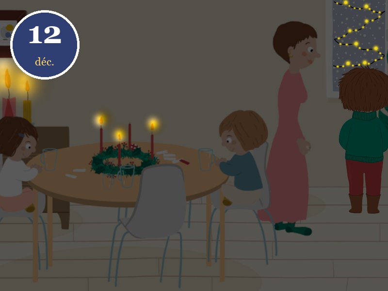 Case du 12 décembre du calendrier de l'Avent Le vœu d'Andréas, Noël au Danemark : la famille autour de la couronne de l'Avent
